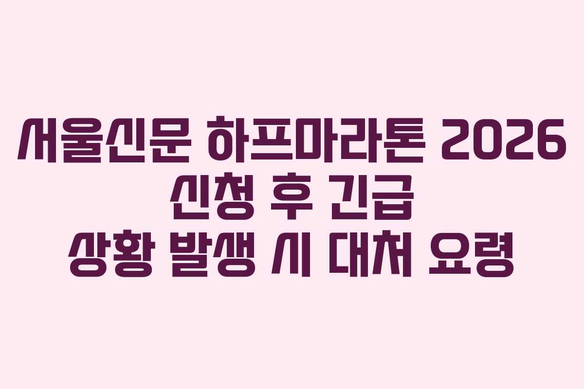 서울신문 하프마라톤 2026 신청 후 긴급 상황 발생 시 대처 요령