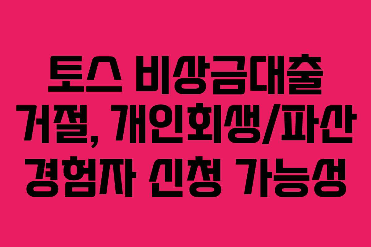 토스 비상금대출 거절, 개인회생/파산 경험자 신청 가능성