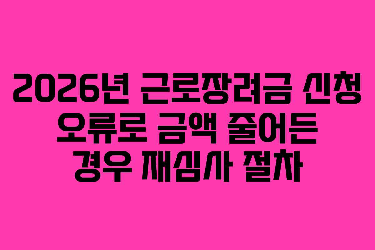 2026년 근로장려금 신청 오류로 금액 줄어든 경우 재심사 절차