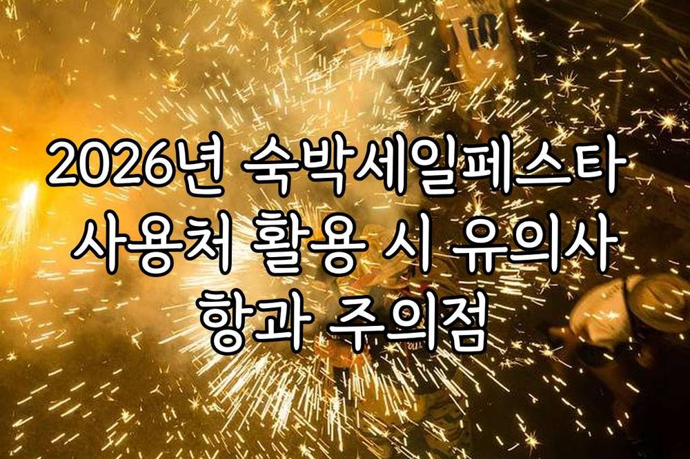 2026년 숙박세일페스타 사용처 활용 시 유의사항과 주의점