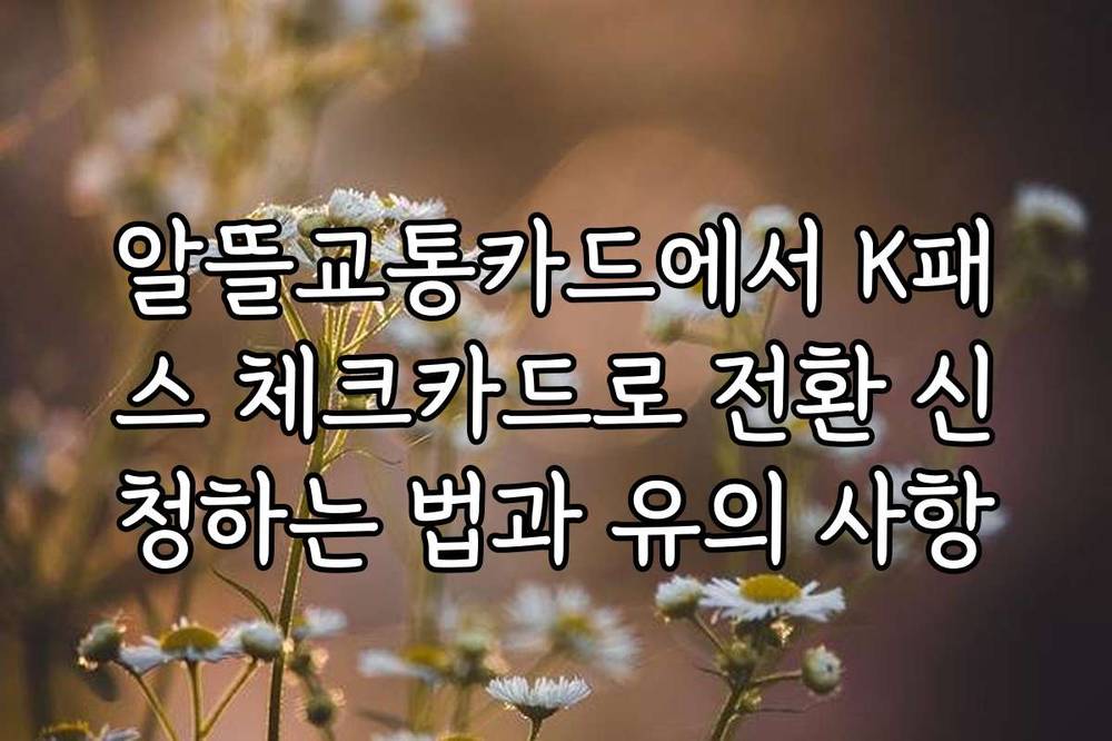 알뜰교통카드에서 K패스 체크카드로 전환 신청하는 법과 유의 사항