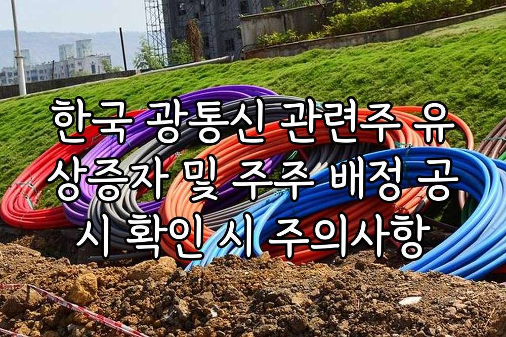 한국 광통신 관련주 유상증자 및 주주 배정 공시 확인 시 주의사항