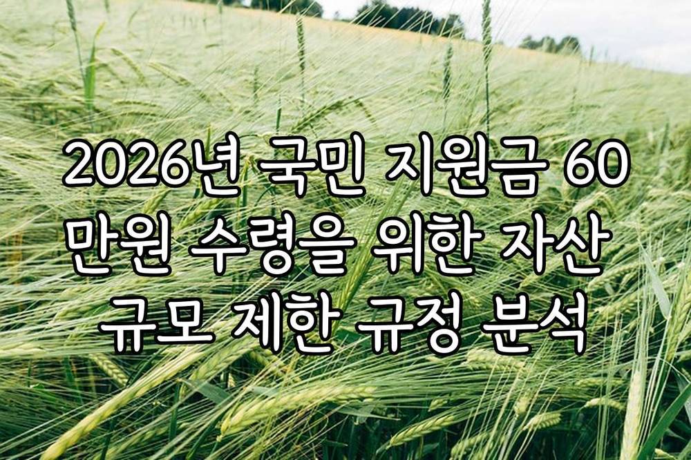 2026년 국민 지원금 60만원 수령을 위한 자산 규모 제한 규정 분석