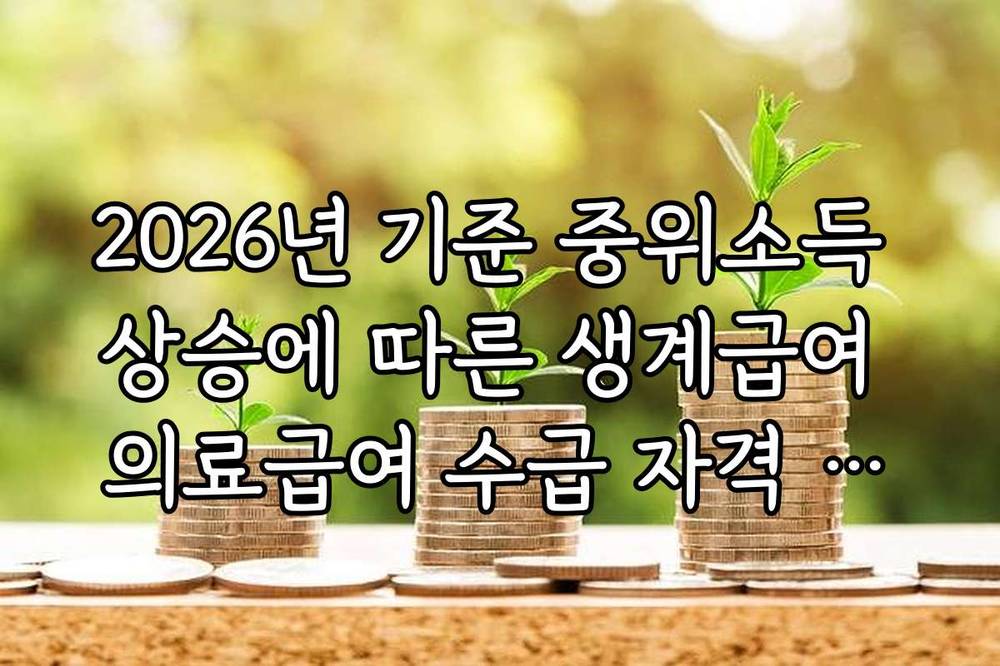 2026년 기준 중위소득 상승에 따른 생계급여 의료급여 수급 자격 변화