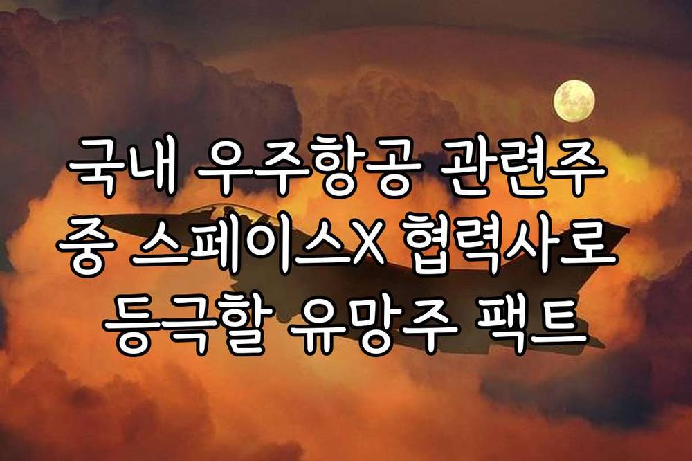 국내 우주항공 관련주 중 스페이스X 협력사로 등극할 유망주 팩트