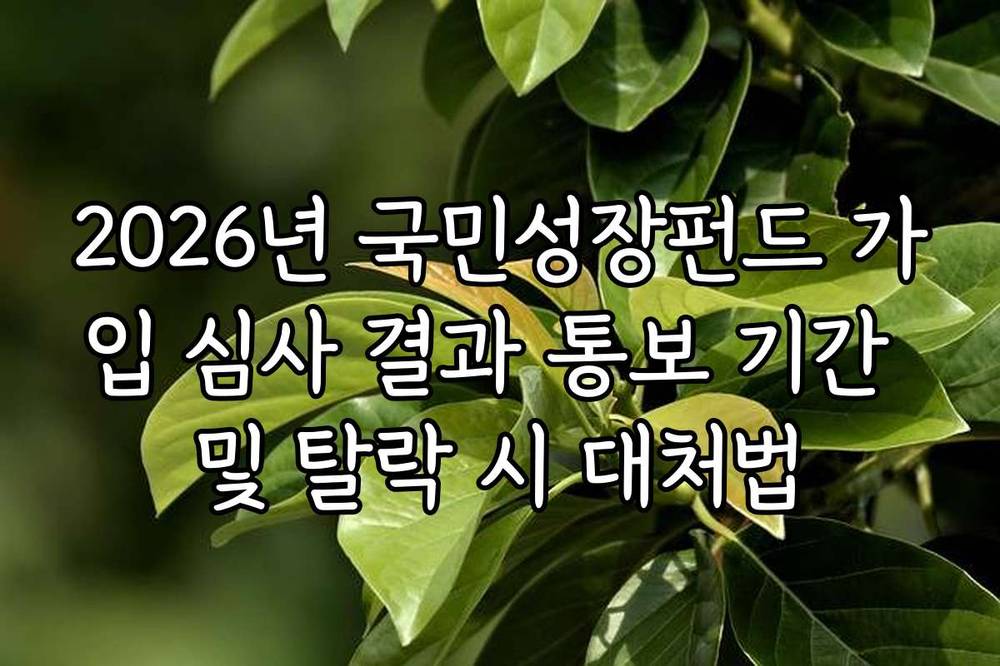 2026년 국민성장펀드 가입 심사 결과 통보 기간 및 탈락 시 대처법