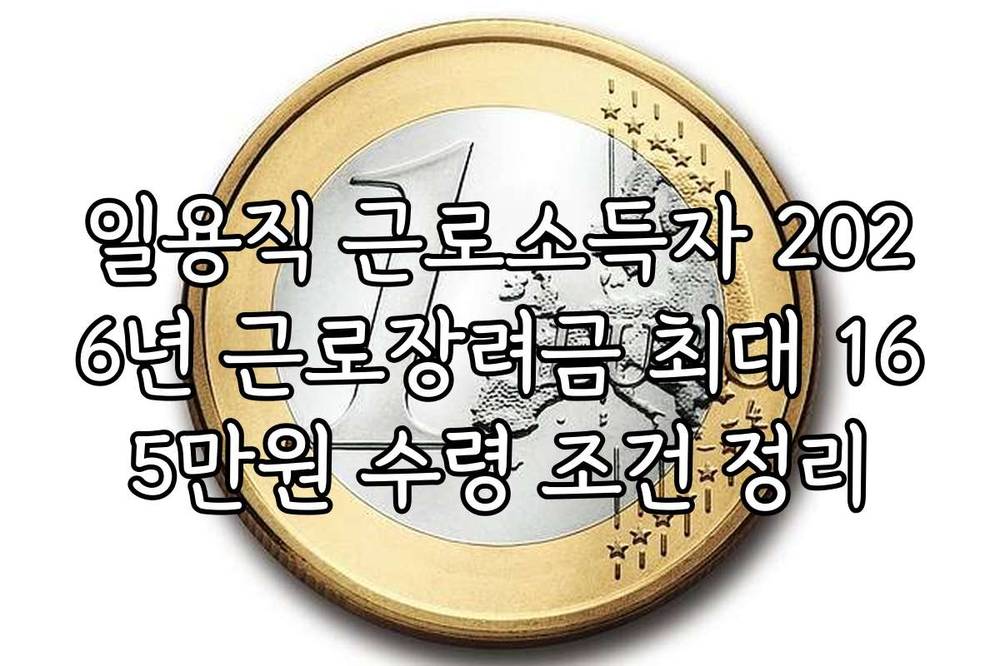 일용직 근로소득자 2026년 근로장려금 최대 165만원 수령 조건 정리