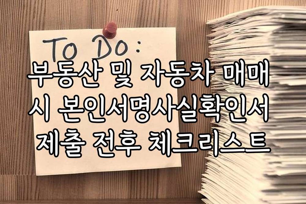 부동산 및 자동차 매매 시 본인서명사실확인서 제출 전후 체크리스트