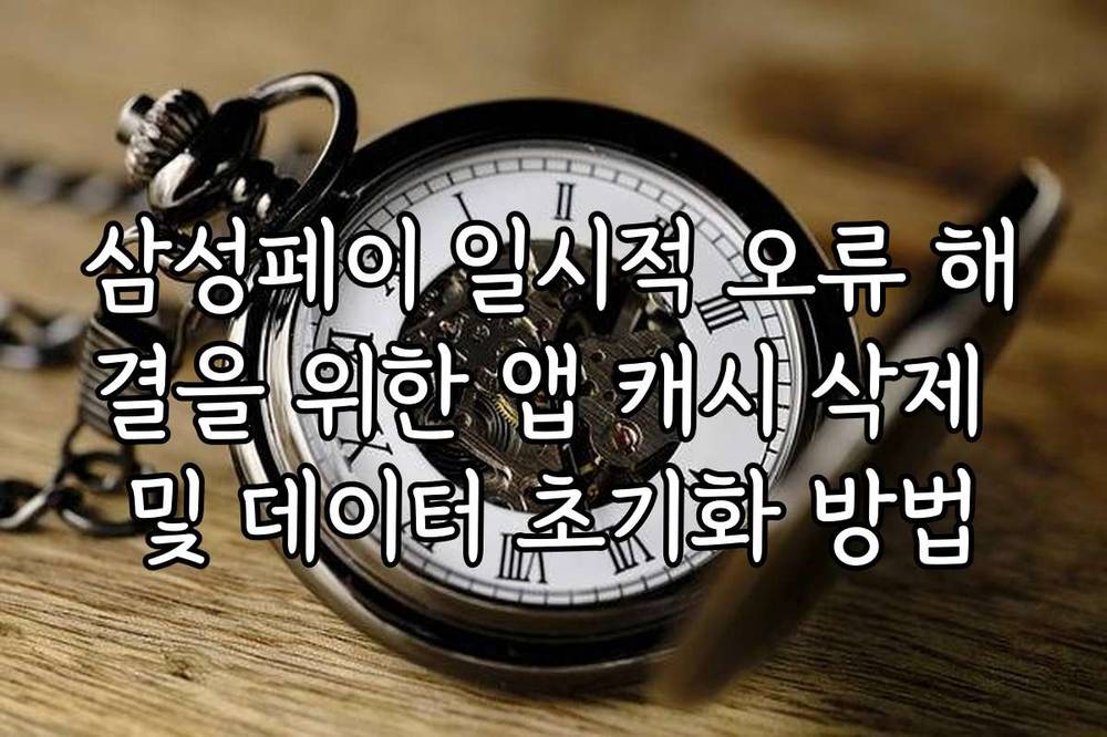 삼성페이 일시적 오류 해결을 위한 앱 캐시 삭제 및 데이터 초기화 방법