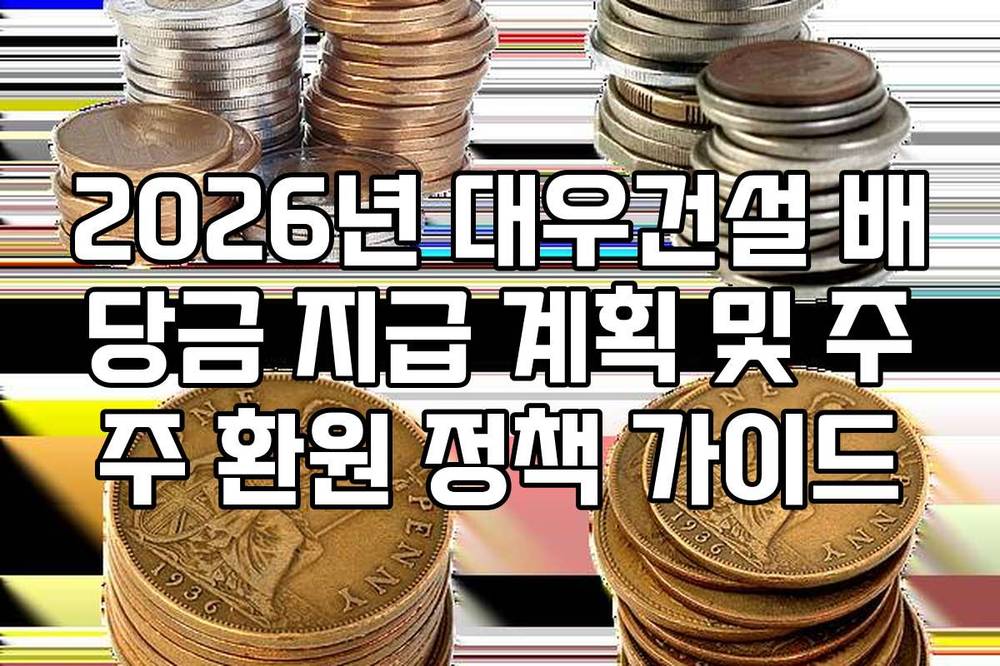 2026년 대우건설 배당금 지급 계획 및 주주 환원 정책 가이드