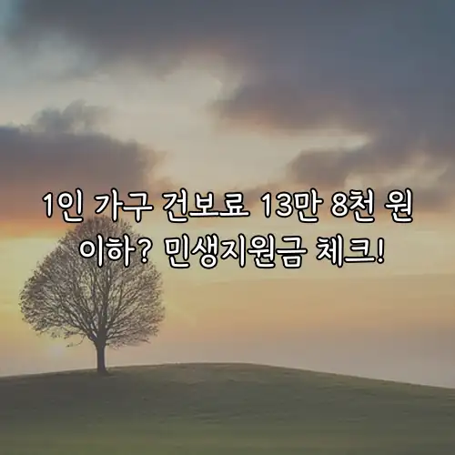 1인 가구 건보료 13만 8천 원 이하? 민생지원금 체크!