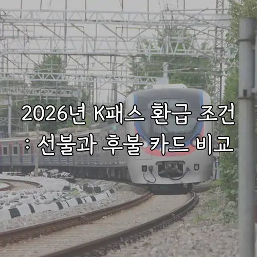 2026년 K패스 환급 조건: 선불과 후불 카드 비교