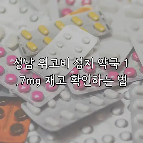 성남 위고비 성지 약국 1.7mg 재고 확인하는 법