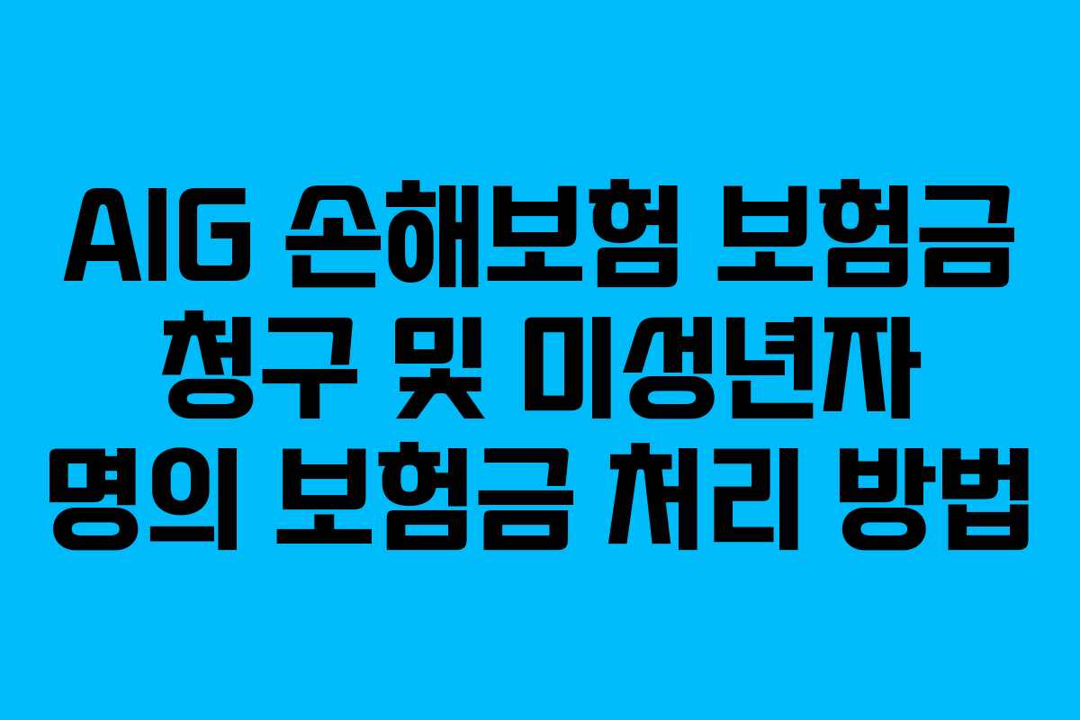 AIG 손해보험 보험금 청구 및 미성년자 명의 보험금 처리 방법