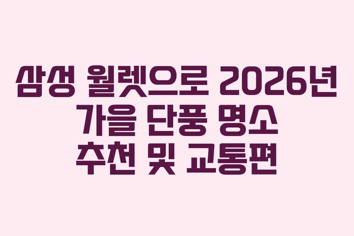 삼성 월렛으로 2026년 가을 단풍 명소 추천 및 교통편