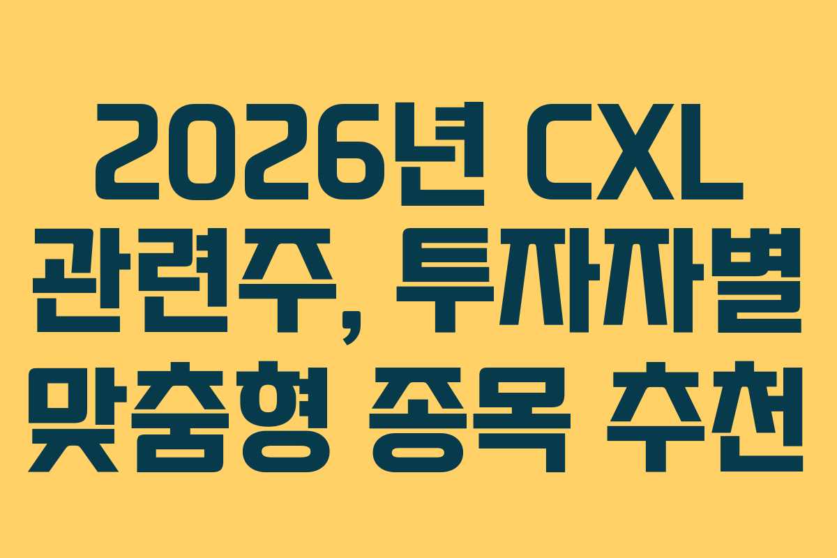 2026년 CXL 관련주, 투자자별 맞춤형 종목 추천