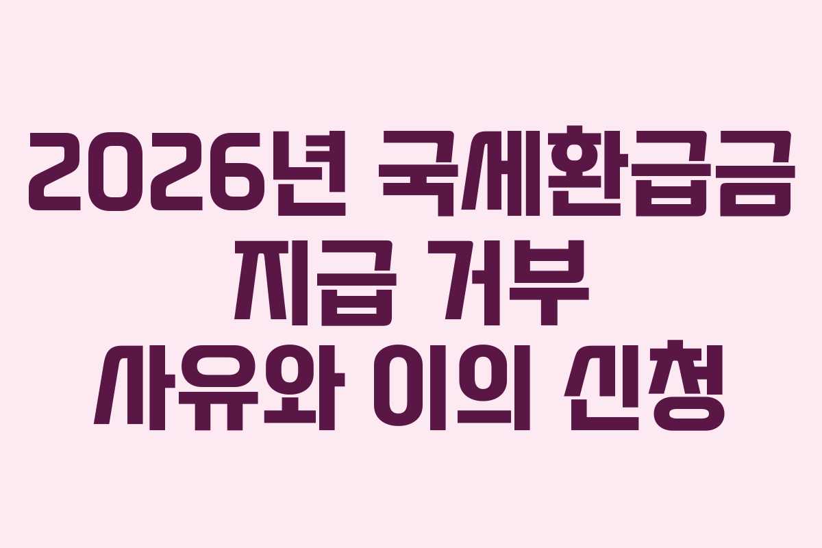 2026년 국세환급금 지급 거부 사유와 이의 신청