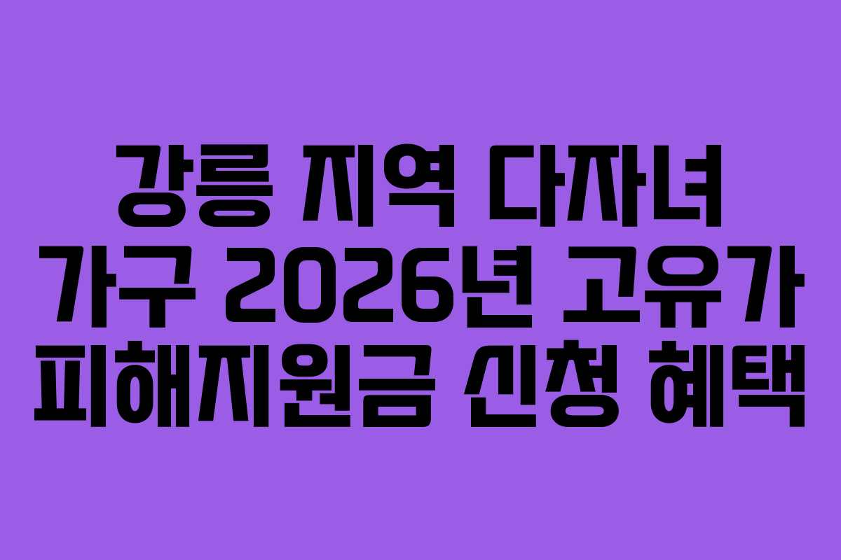 강릉 지역 다자녀 가구 2026년 고유가 피해지원금 신청 혜택