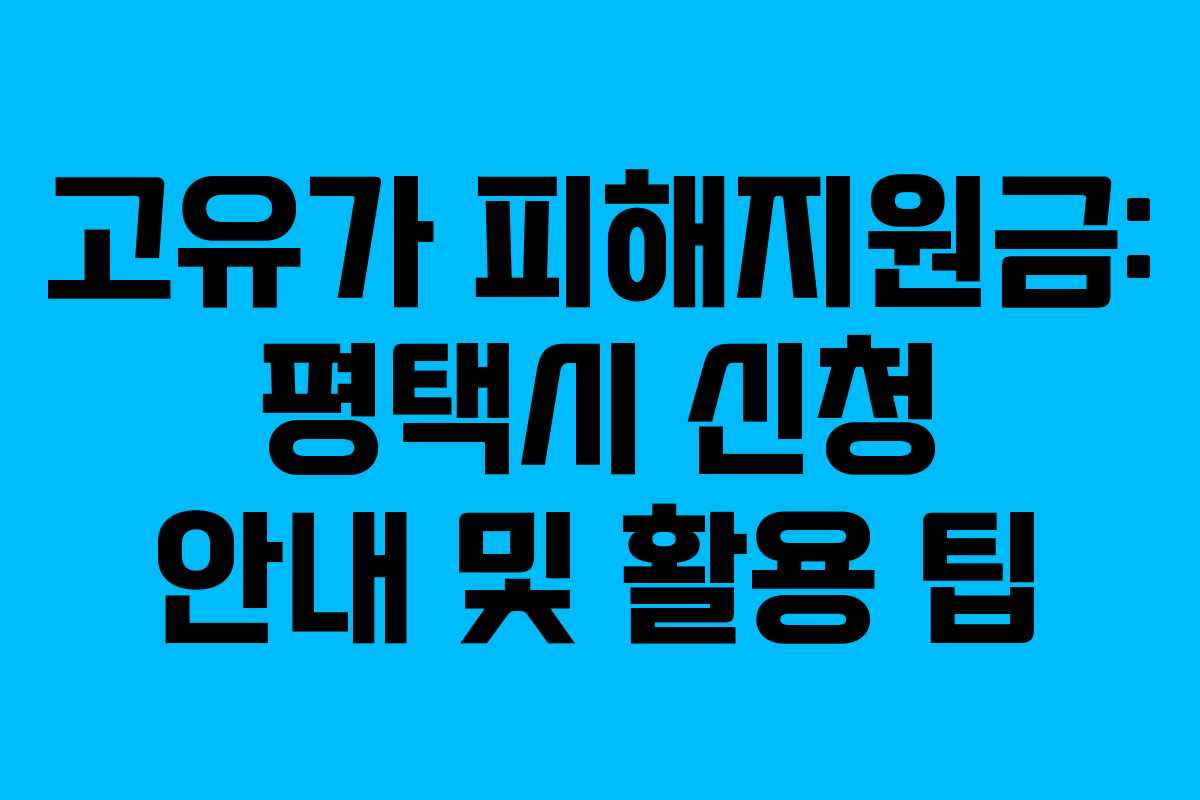 고유가 피해지원금: 평택시 신청 안내 및 활용 팁