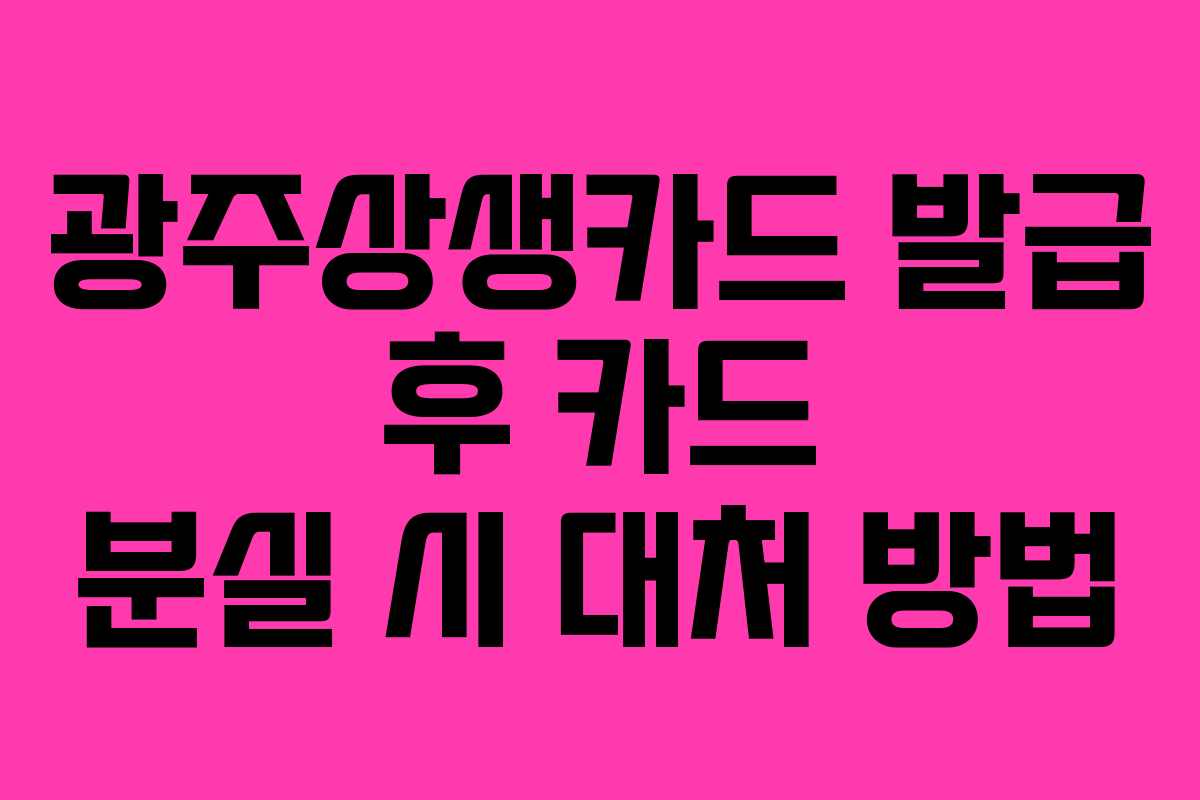 광주상생카드 발급 후 카드 분실 시 대처 방법 광주상생카드 발급 후 카드 분실 시 대처 방법