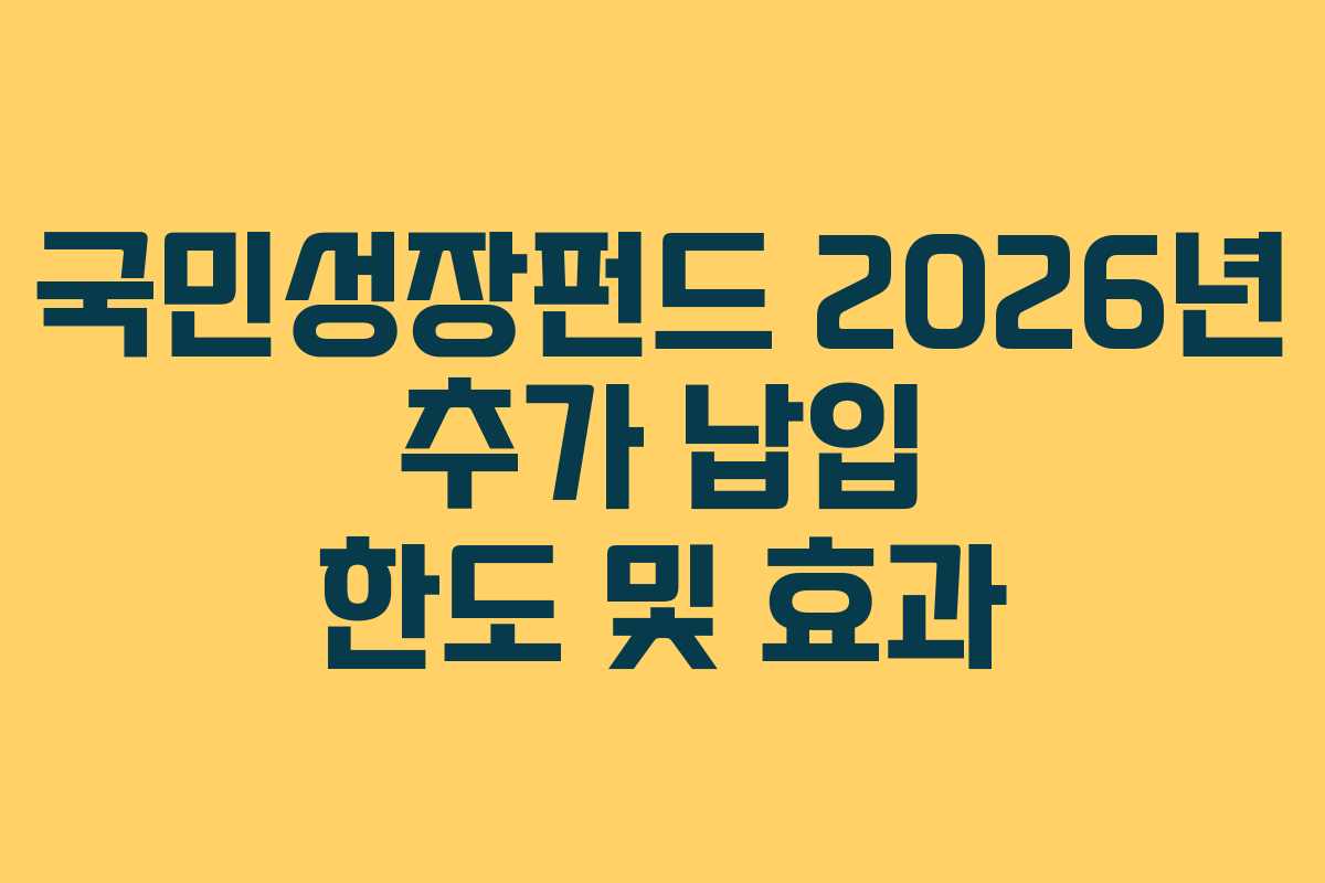 국민성장펀드 2026년 추가 납입 한도 및 효과