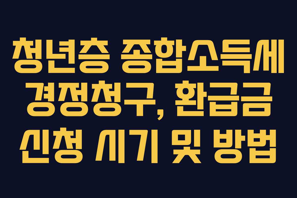 청년층 종합소득세 경정청구, 환급금 신청 시기 및 방법