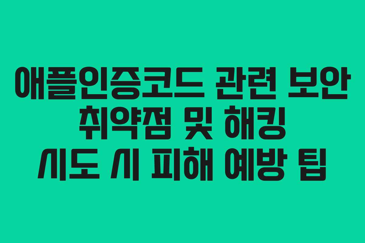 애플인증코드 관련 보안 취약점 및 해킹 시도 시 피해 예방 팁