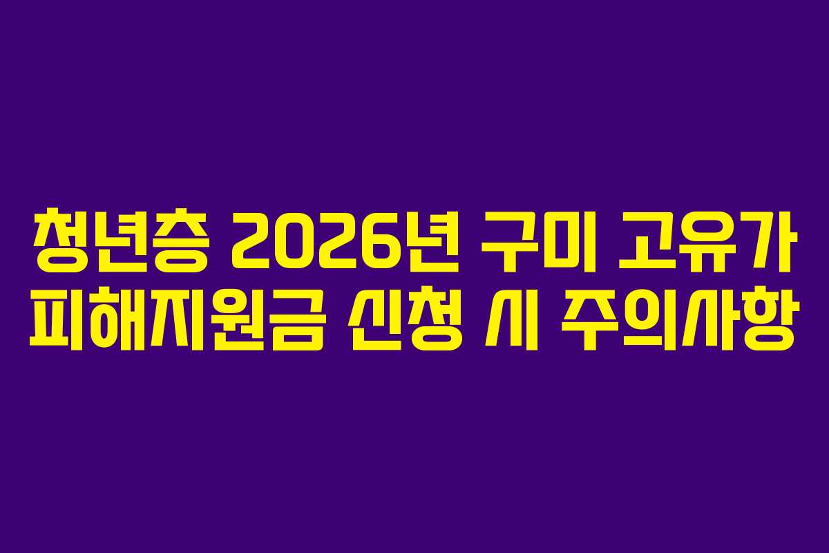 청년층 2026년 구미 고유가 피해지원금 신청 시 주의사항