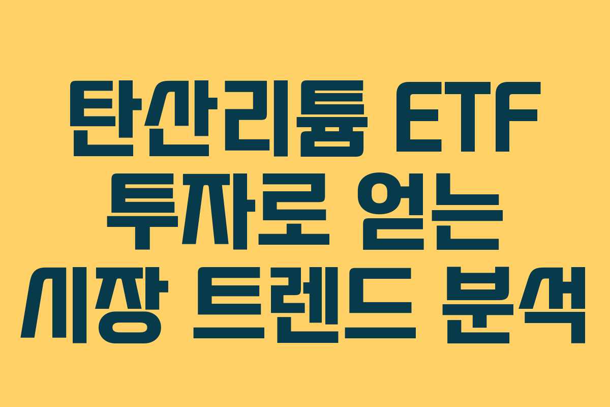 탄산리튬 ETF 투자로 얻는 시장 트렌드 분석