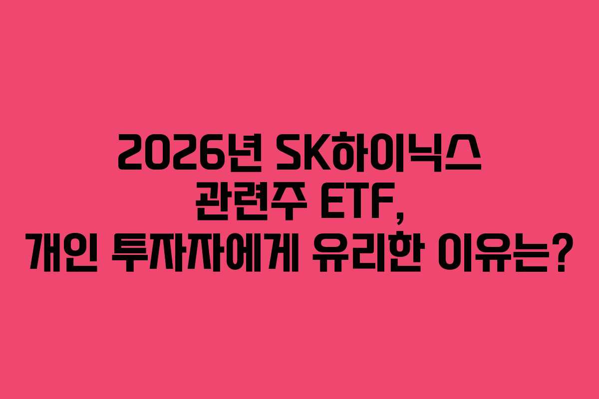 2026년 SK하이닉스 관련주 ETF, 개인 투자자에게 유리한 이유는?