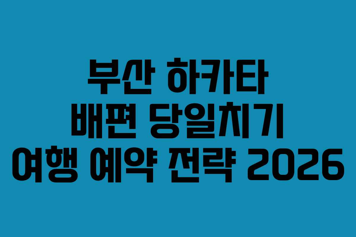 부산 하카타 배편 당일치기 여행 예약 전략 2026