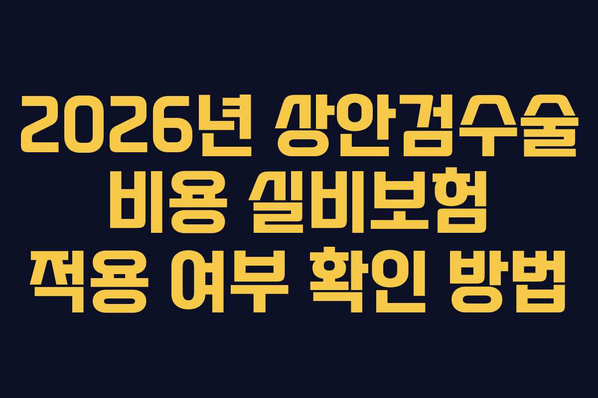 2026년 상안검수술 비용 실비보험 적용 여부 확인 방법