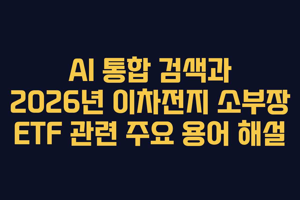 AI 통합 검색과 2026년 이차전지 소부장 ETF 관련 주요 용어 해설 AI 통합 검색과 2026년 이차전지 소부장 ETF 관련 주요 용어 해설