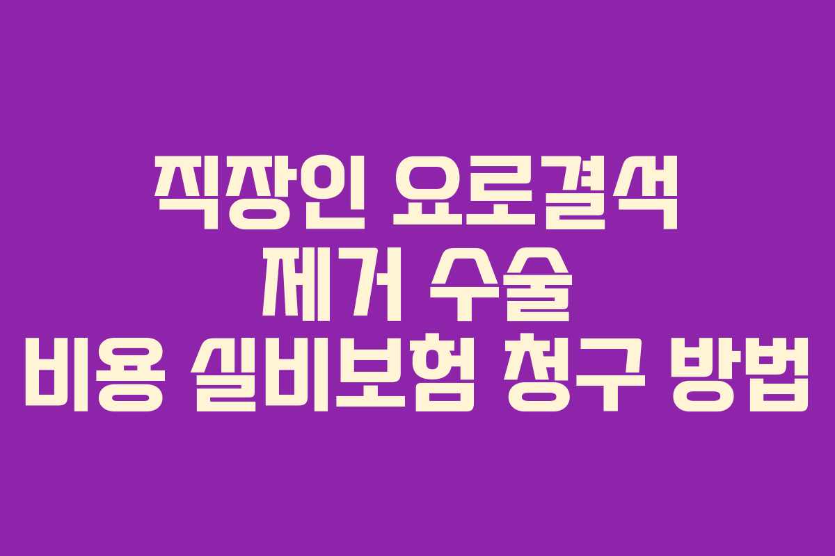 직장인 요로결석 제거 수술 비용 실비보험 청구 방법
