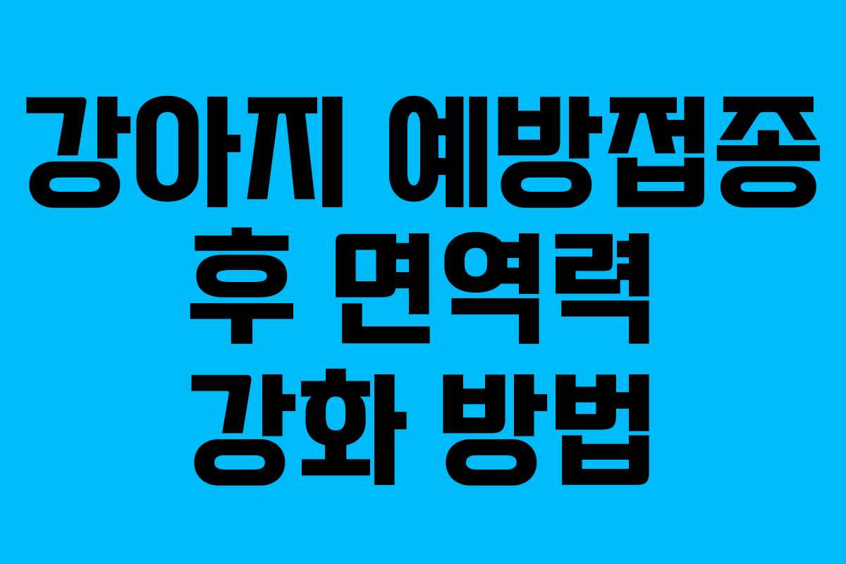 강아지 예방접종 후 면역력 강화 방법 강아지 예방접종 후 면역력 강화 방법