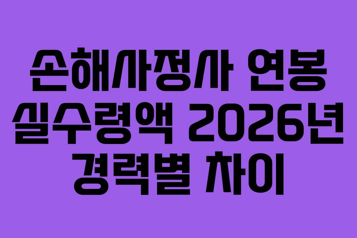 손해사정사 연봉 실수령액 2026년 경력별 차이 손해사정사 연봉 실수령액 2026년 경력별 차이