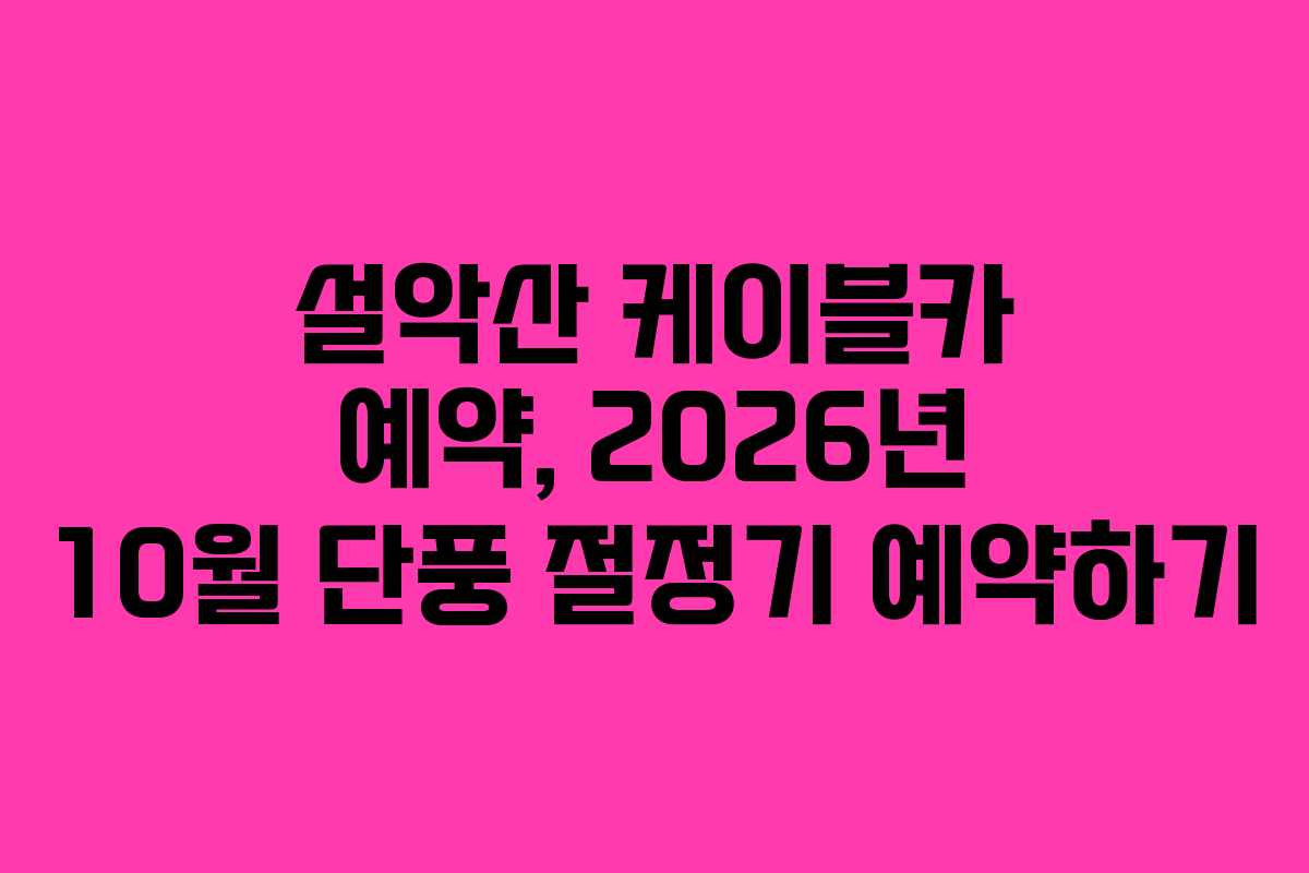 설악산 케이블카 예약, 2026년 10월 단풍 절정기 예약하기 설악산 케이블카 예약, 2026년 10월 단풍 절정기 예약하기
