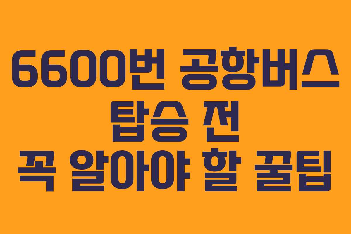 6600번 공항버스 탑승 전 꼭 알아야 할 꿀팁