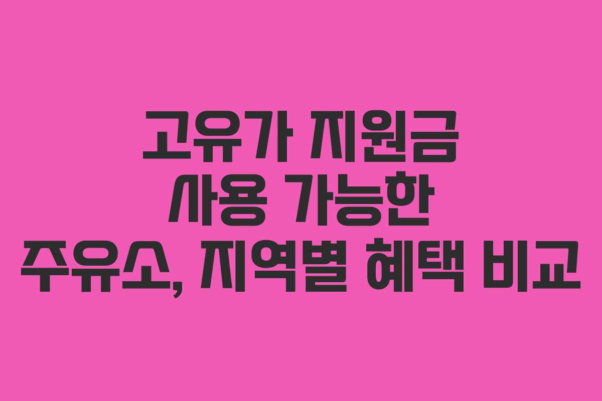 고유가 지원금 사용 가능한 주유소, 지역별 혜택 비교 고유가 지원금 사용 가능한 주유소, 지역별 혜택 비교