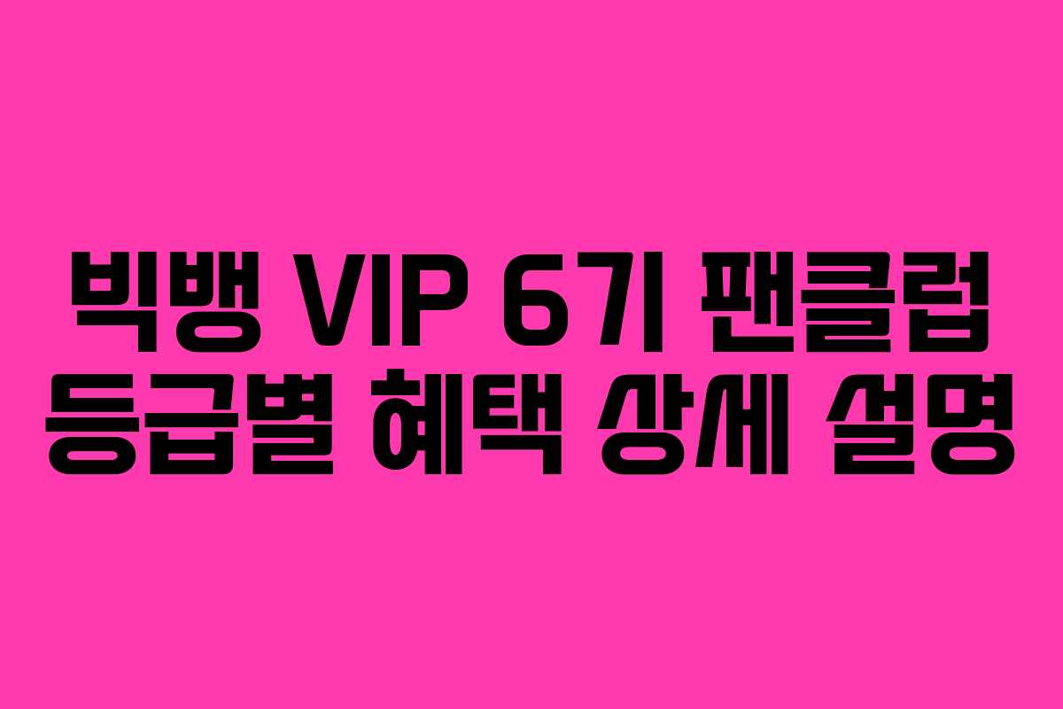 빅뱅 VIP 6기 팬클럽 등급별 혜택 상세 설명 빅뱅 VIP 6기 팬클럽 등급별 혜택 상세 설명
