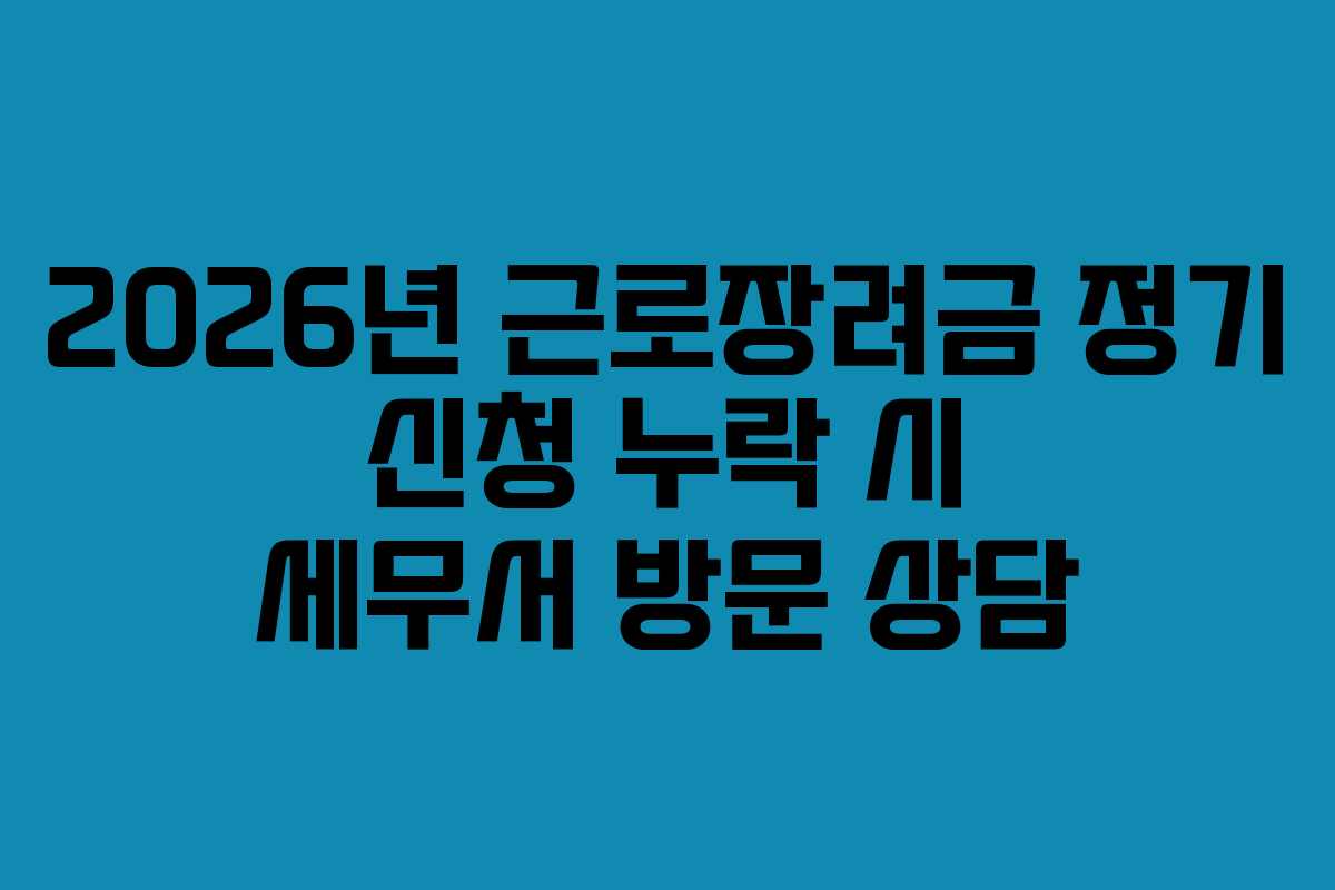 2026년 근로장려금 정기 신청 누락 시 세무서 방문 상담 2026년 근로장려금 정기 신청 누락 시 세무서 방문 상담
