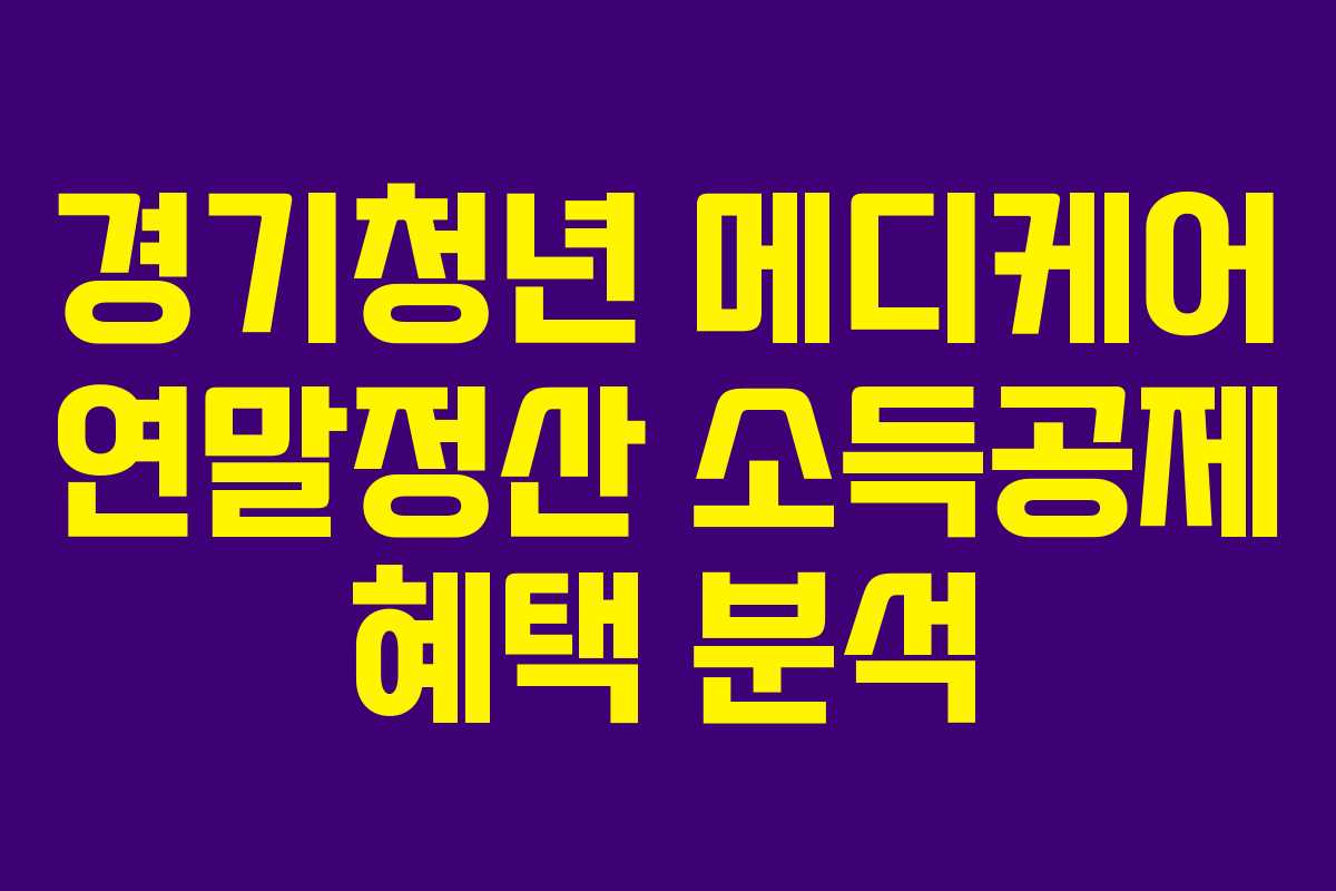 경기청년 메디케어 연말정산 소득공제 혜택 분석 경기청년 메디케어 연말정산 소득공제 혜택 분석