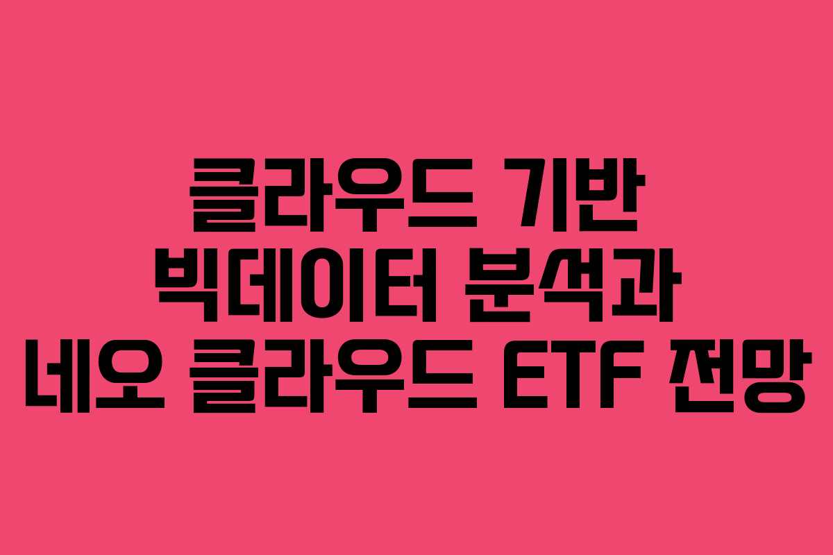 클라우드 기반 빅데이터 분석과 네오 클라우드 ETF 전망 클라우드 기반 빅데이터 분석과 네오 클라우드 ETF 전망