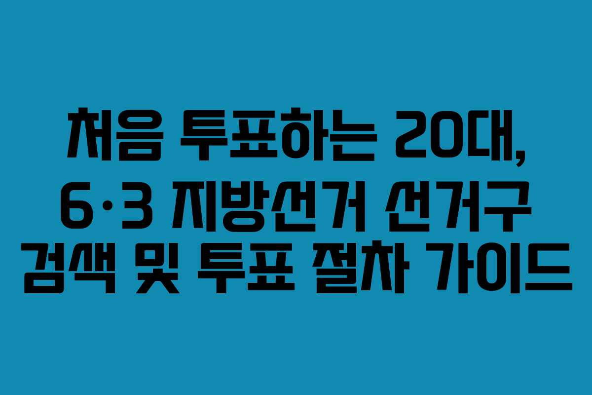 처음 투표하는 20대, 6&middot;3 지방선거 선거구 검색 및 투표 절차 가이드