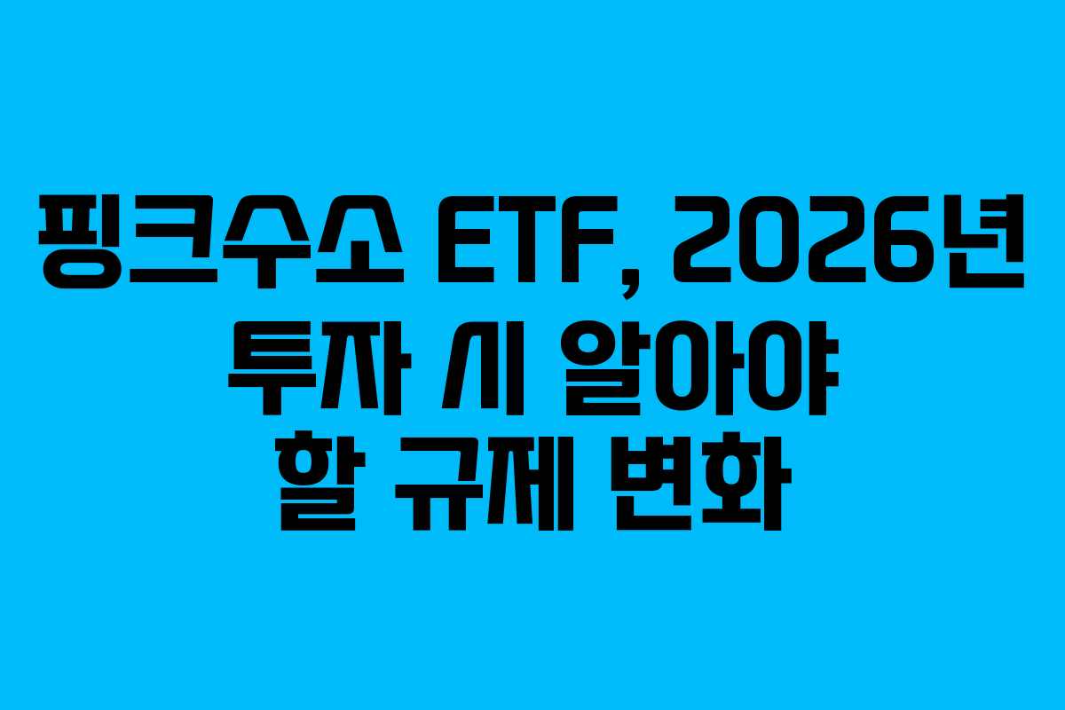 핑크수소 ETF, 2026년 투자 시 알아야 할 규제 변화