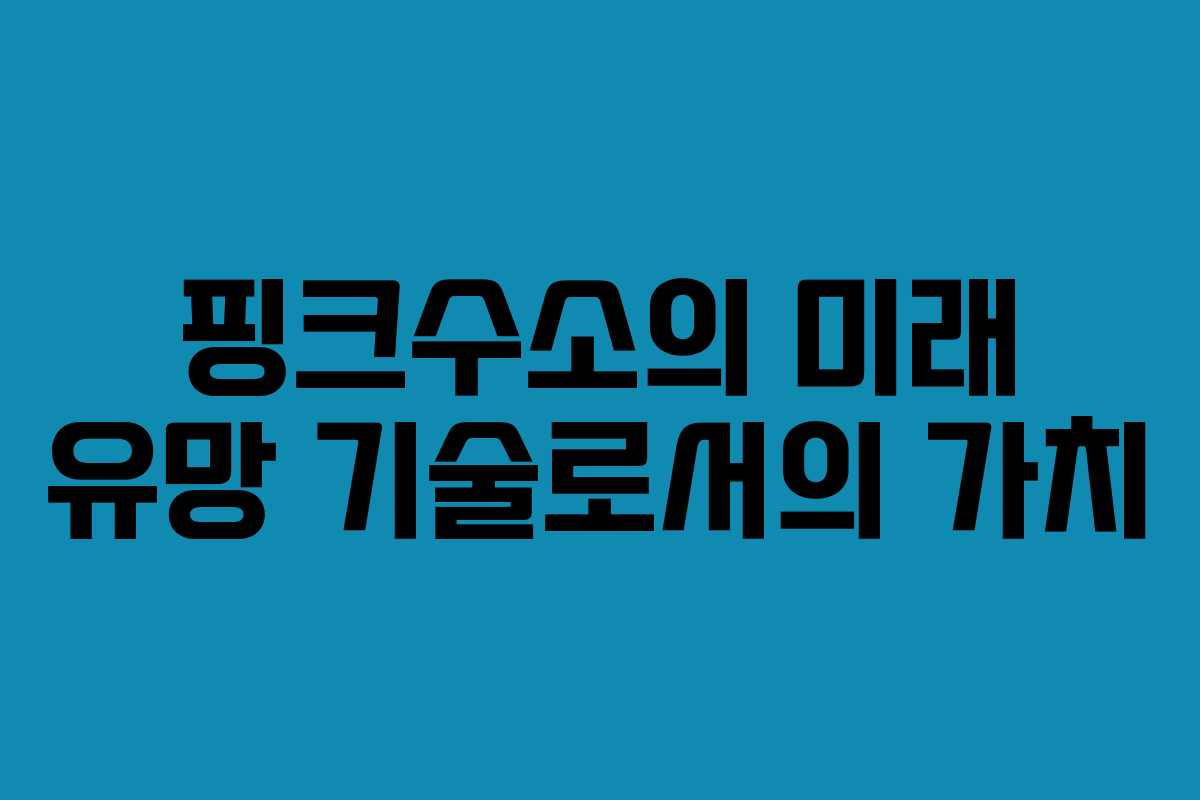 핑크수소의 미래 유망 기술로서의 가치 핑크수소의 미래 유망 기술로서의 가치