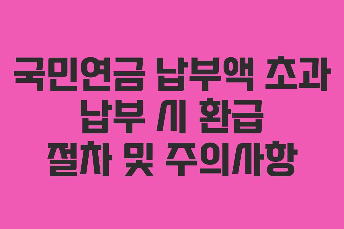 국민연금 납부액 초과 납부 시 환급 절차 및 주의사항 국민연금 납부액 초과 납부 시 환급 절차 및 주의사항