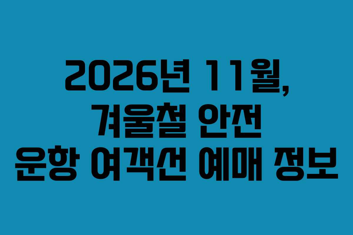 2026년 11월, 겨울철 안전 운항 여객선 예매 정보