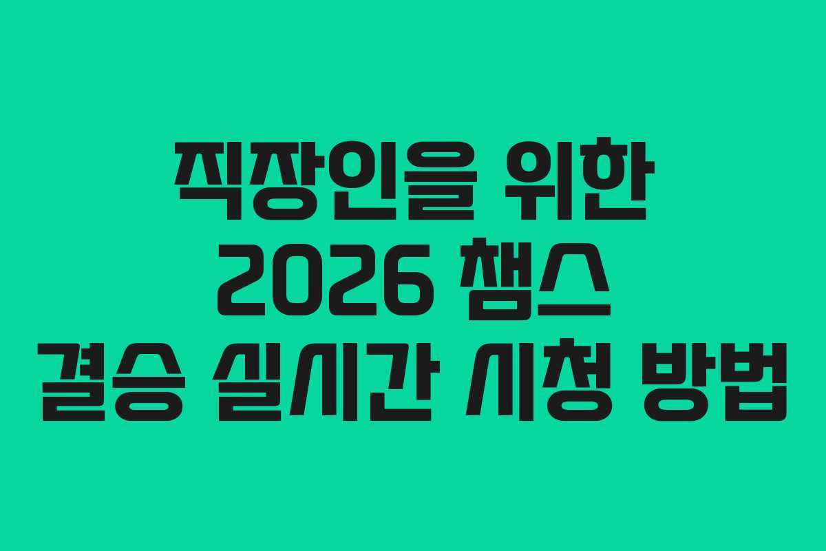 직장인을 위한 2026 챔스 결승 실시간 시청 방법 직장인을 위한 2026 챔스 결승 실시간 시청 방법