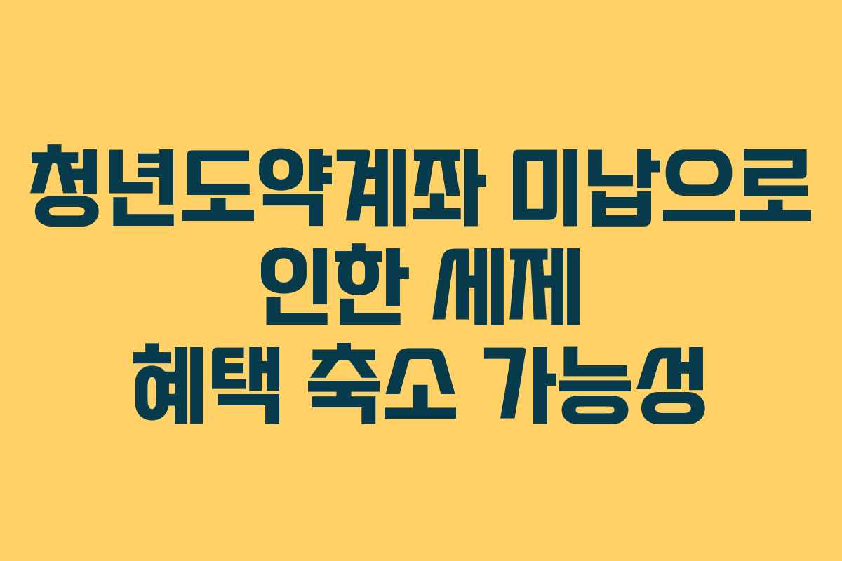 청년도약계좌 미납으로 인한 세제 혜택 축소 가능성